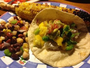 Fish tacos with mango salsa