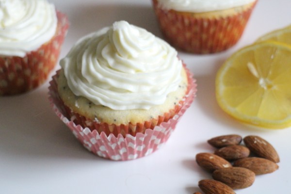 Lemon-Poppy Seed Cupcakes with Almond Cream Cheese Frosting