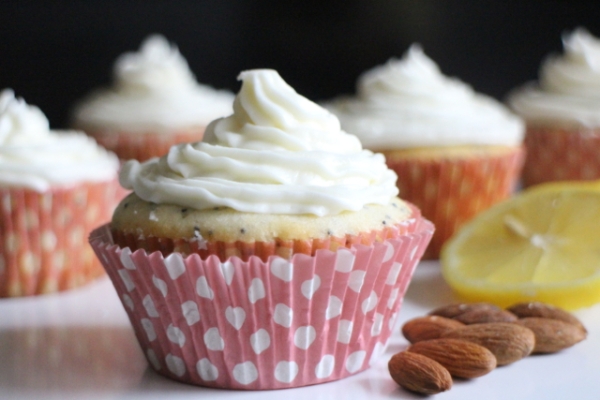 Lemon-Poppy Seed Cupcakes with Almond Cream Cheese Frosting