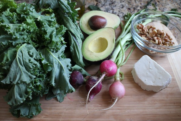Kale Salad with Ricotta Salata and Creamy Avocado Dressing