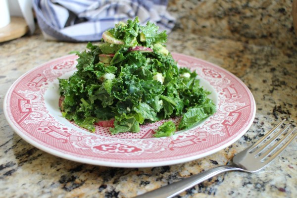 Kale Salad with Ricotta Salata and Creamy Avocado Dressing