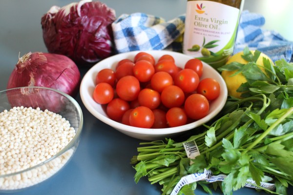 Israeli Couscous and Grilled Tomato Salad 