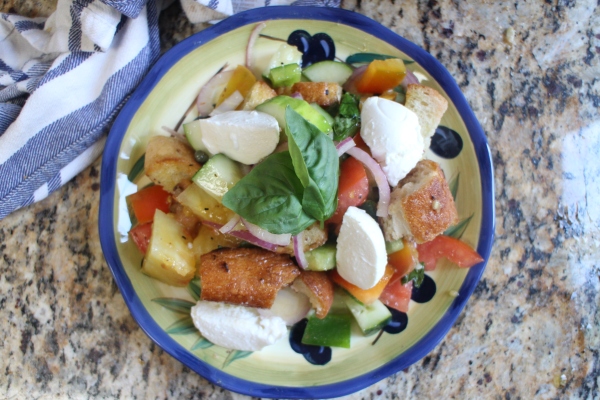 Panzanella Salad with Heirloom Tomatoes and Bocconcini
