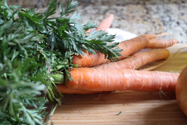 Creamy Carrot Soup with Roasted Potato