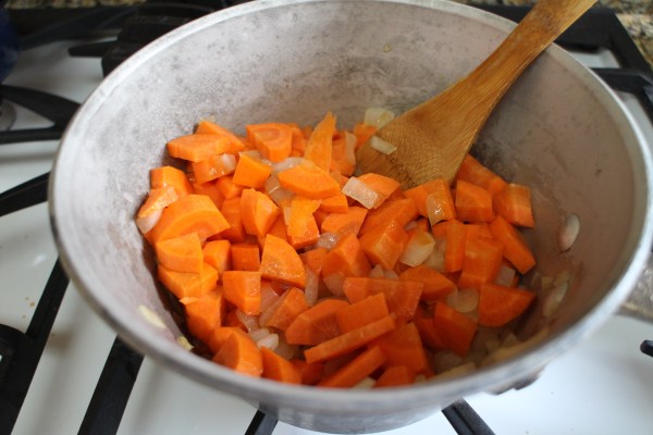 Creamy Carrot Soup with Roasted Potato