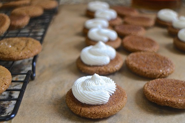 Bourbon Molasses Cookies with Bourbon Italian Meringue Buttercream