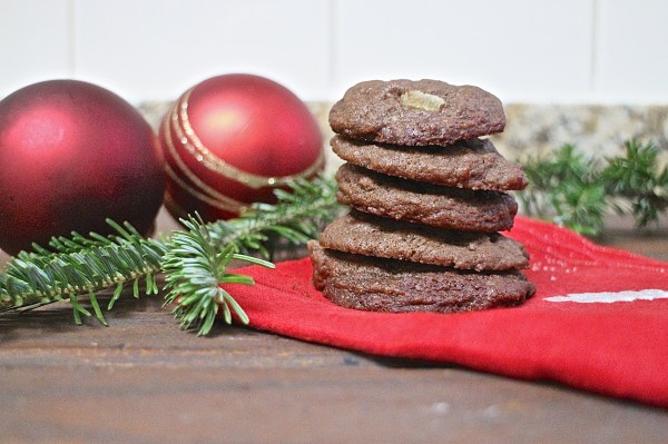 Chewy Chocolate Cookies with Crystallized Ginger